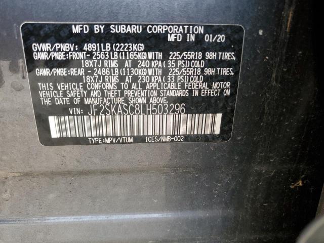 2020 SUBARU FORESTER L JF2SKASC8LH503296
