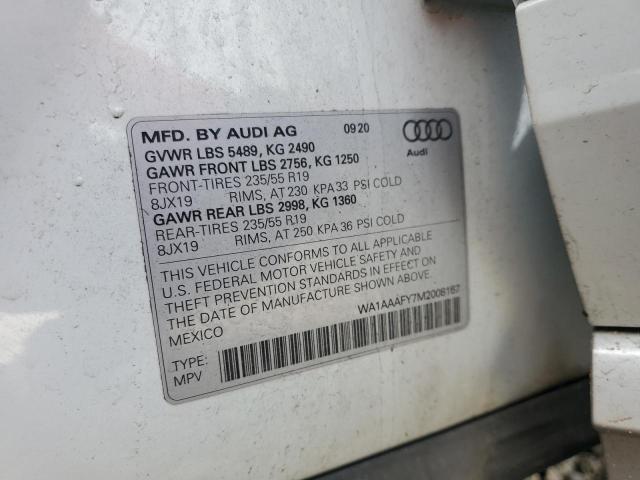 2021 AUDI Q5 PREMIUM WA1AAAFY7M2008167
