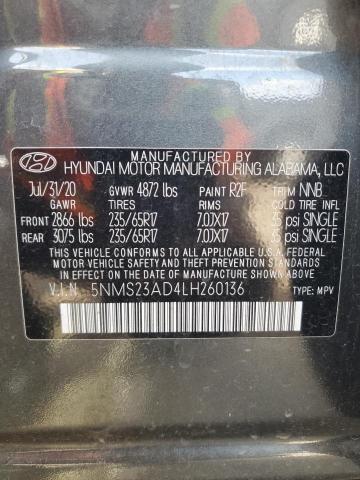 2020 HYUNDAI SANTA FE S - 5NMS23AD4LH260136