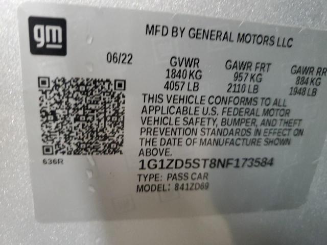 2022 CHEVROLET MALIBU LT - 1G1ZD5ST8NF173584