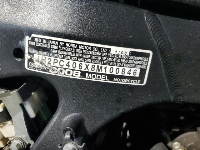 2008 HONDA CBR600 RR - JH2PC406X8M100846