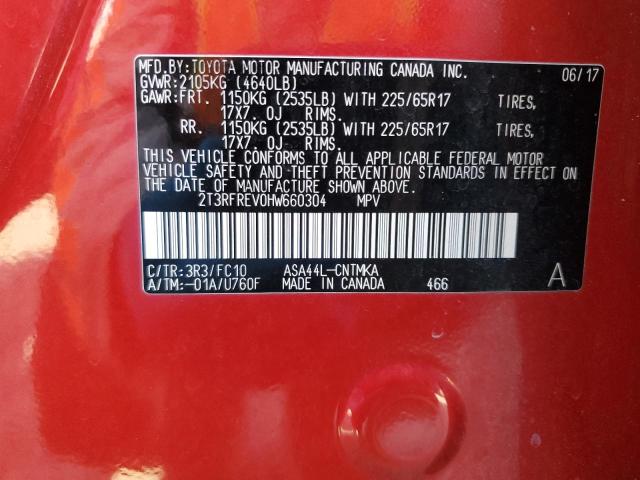 2017 TOYOTA RAV4 XLE - 2T3RFREV0HW660304