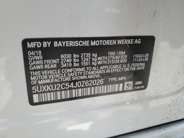 2018 BMW X6 XDRIVE3 - 5UXKU2C54J0Z62026
