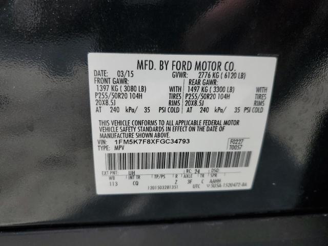 2015 FORD EXPLORER L - 1FM5K7F8XFGC34793