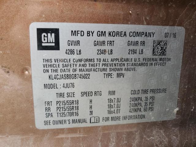 2016 BUICK ENCORE KL4CJASB8GB745022