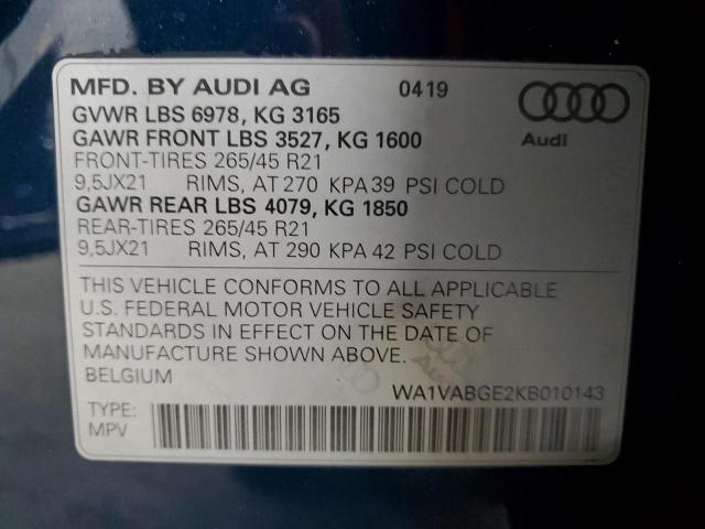 2019 AUDI E-TRON PRE - WA1VABGE2KB010143