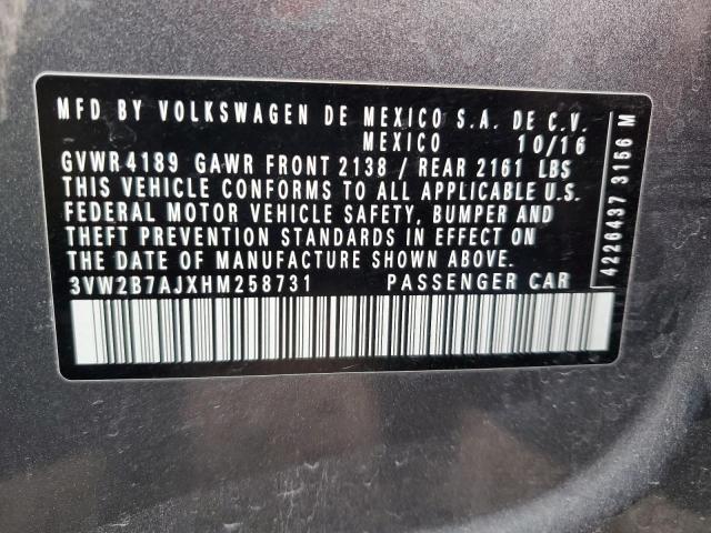 2017 VOLKSWAGEN JETTA S - 3VW2B7AJXHM258731