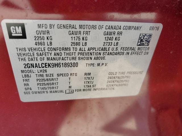 2017 CHEVROLET EQUINOX LT - 2GNALCEK9H6189300