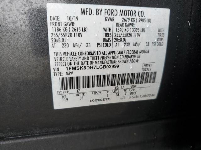 2020 FORD EXPLORER X - 1FMSK8DH7LGB02999