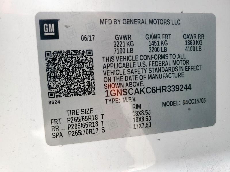 2017 CHEVROLET TAHOE C150 1GNSCAKC6HR339244
