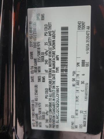 2016 LINCOLN MKC 5LMCJ2C92GUJ31801