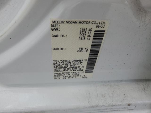 2022 NISSAN ALTIMA SL - 1N4BL4EV4NN400512