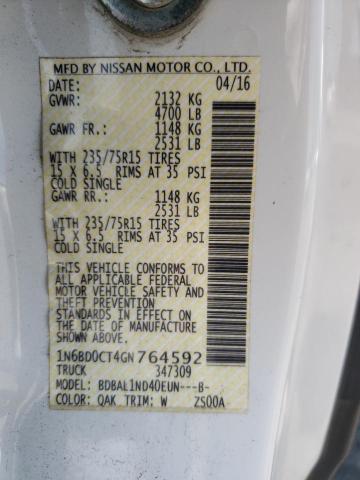 2016 NISSAN FRONTIER S - 1N6BD0CT4GN764592