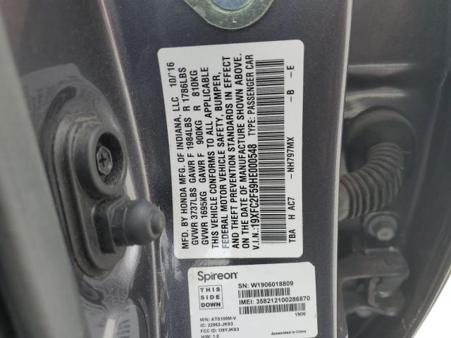 2017 HONDA CIVIC LX - 19XFC2F59HE000548