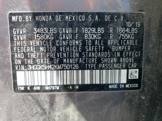 2019 HONDA FIT LX - 3HGGK5H42KM750126