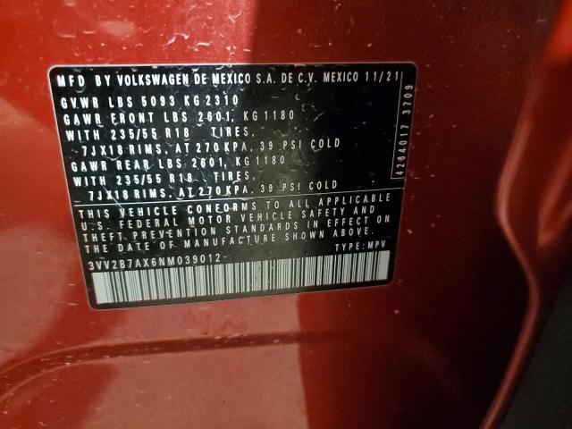 2022 VOLKSWAGEN TIGUAN SE - 3VV2B7AX6NM039012
