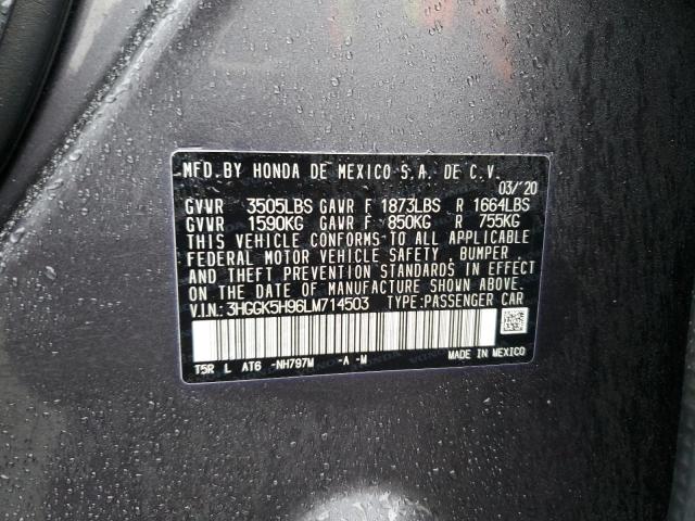 2020 HONDA FIT EXL 3HGGK5H96LM714503