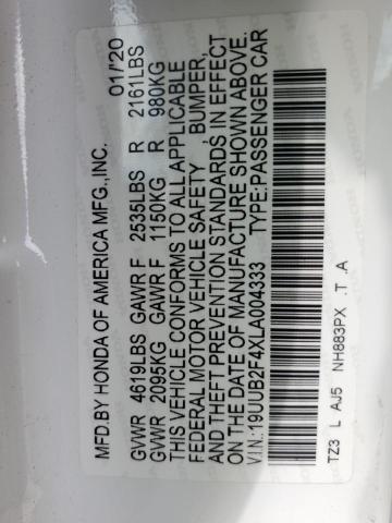2020 ACURA TLX TECHNO 19UUB2F4XLA004333