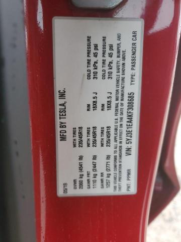 2019 TESLA MODEL 3 5YJ3E1EA4KF308685