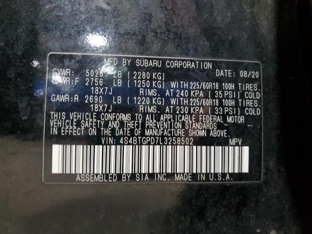 2020 SUBARU OUTBACK TO - 4S4BTGPD7L3258502