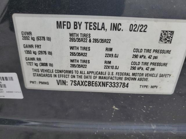 2022 TESLA MODEL X - 7SAXCBE6XNF333784
