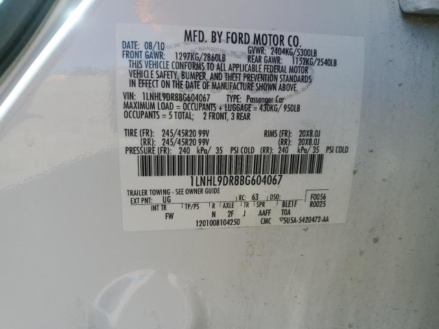 2011 LINCOLN MKS - 1LNHL9DR8BG604067