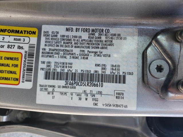 2020 FORD FUSION SEL - 3FA6P0CD5LR206610