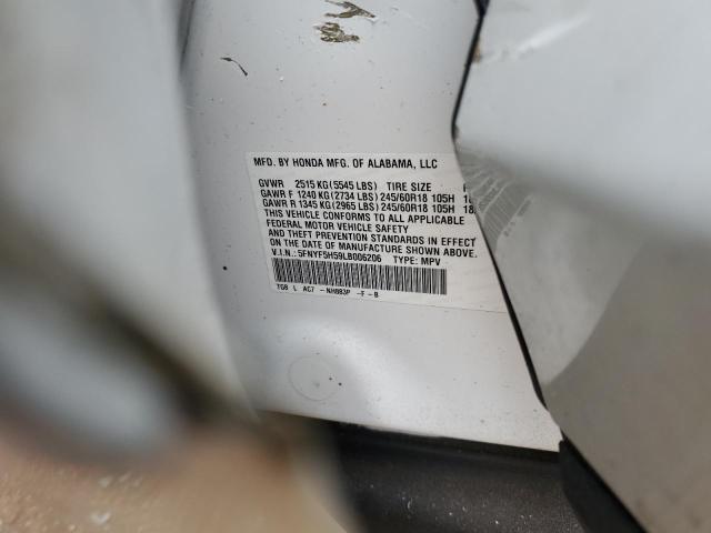 2020 HONDA PILOT EXL 5FNYF5H59LB006206