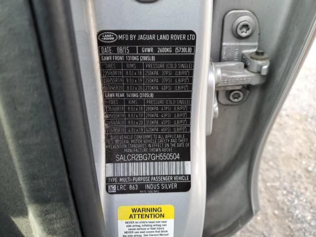 2016 LAND ROVER DISCOVERY - SALCR2BG7GH550504