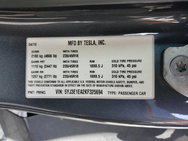 2019 TESLA MODEL 3 - 5YJ3E1EA2KF325694