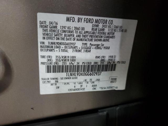 2016 LINCOLN MKS 1LNHL9DK0GG602937