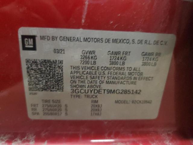 2021 CHEVROLET 1500 3GCUYDET9MG285142