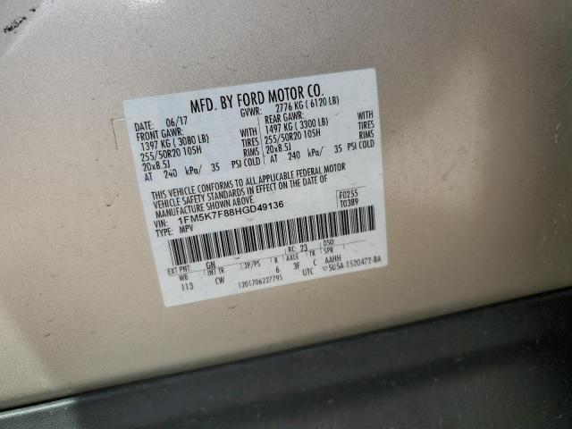 2017 FORD EXPLORER L - 1FM5K7F88HGD49136