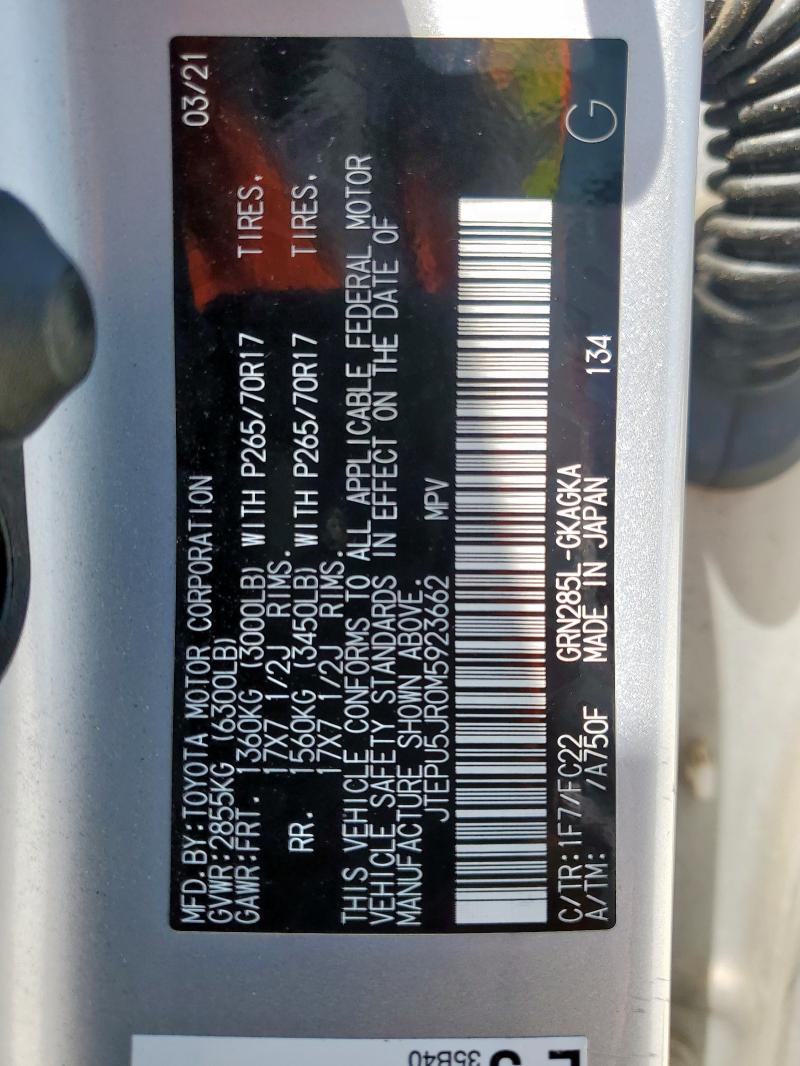 2021 TOYOTA 4RUNNER SR - JTEPU5JR0M5923662