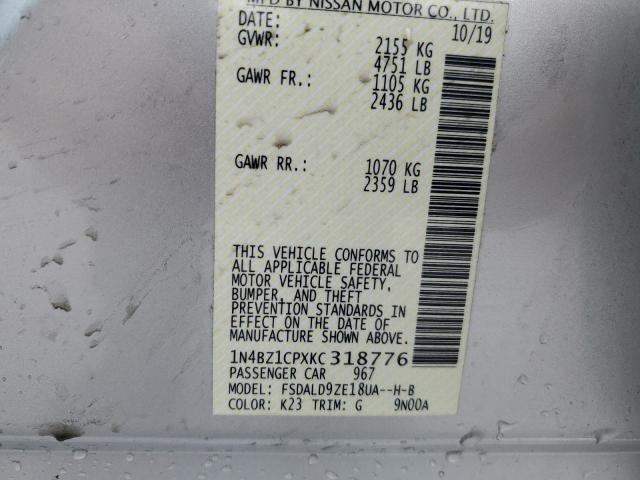 2019 NISSAN LEAF S PLU 1N4BZ1CPXKC318776