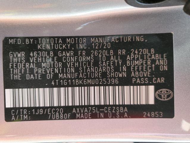 4t1g11bk6mu025396 - 2021 Toyota Camry Se - #53379045