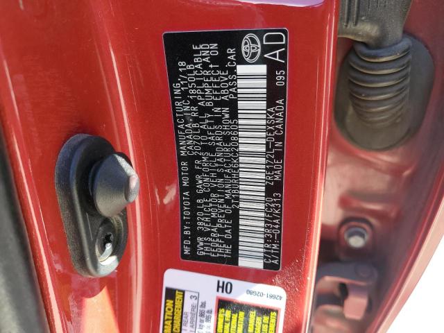 2019 TOYOTA COROLLA L - 2T1BURHE6KC208605