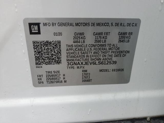 2020 CHEVROLET EQUINOX LT - 3GNAXJEV6LS612539