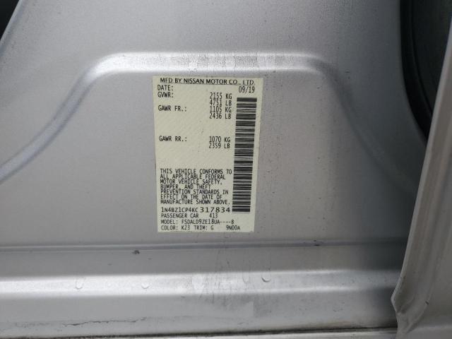 2019 NISSAN LEAF S PLU 1N4BZ1CP4KC317834