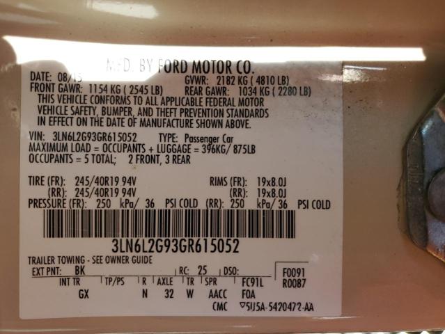 2016 LINCOLN MKZ 3LN6L2G93GR615052