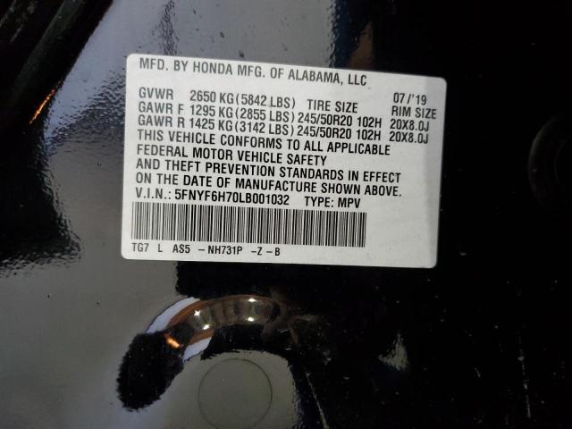 2020 HONDA PILOT BLAC 5FNYF6H70LB001032