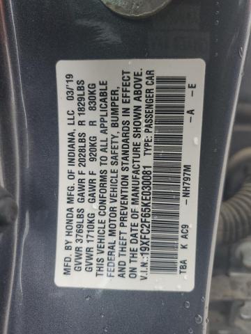 2019 HONDA CIVIC LX - 19XFC2F65KE030081