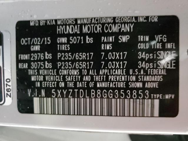 2016 HYUNDAI SANTA FE S - 5XYZTDLB8GG353853
