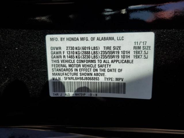 2018 HONDA ODYSSEY EL 5FNRL6H98JB068893