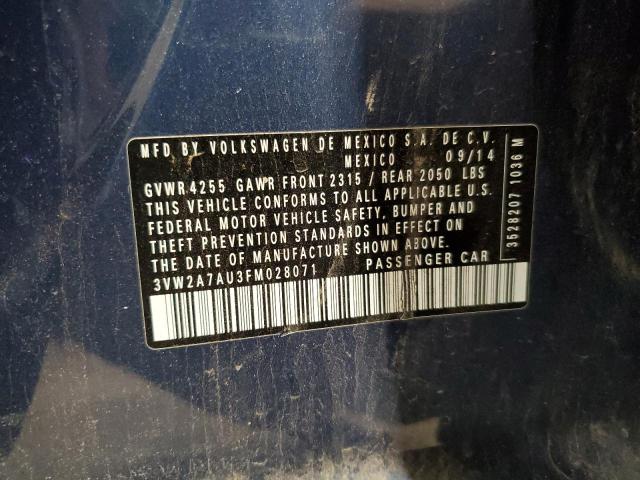 2015 VOLKSWAGEN GOLF TDI 3VW2A7AU3FM028071