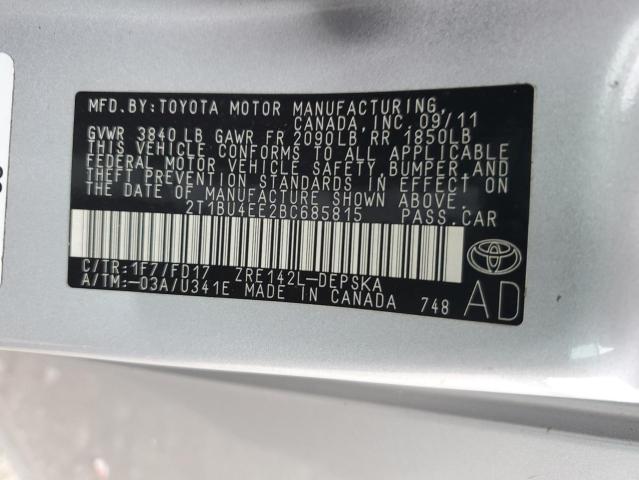 2011 TOYOTA COROLLA BA - 2T1BU4EE2BC685815