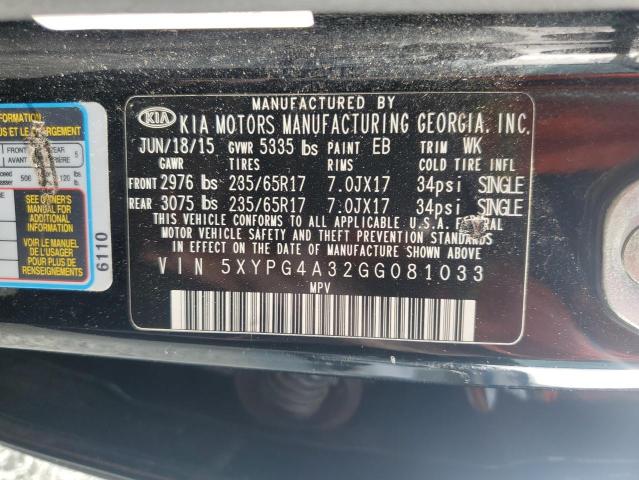 2016 KIA SORENTO LX 5XYPG4A32GG081033