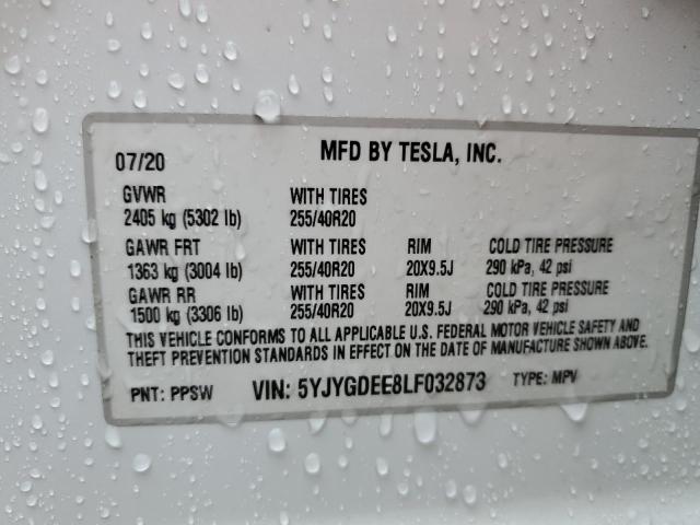 2020 TESLA MODEL Y - 5YJYGDEE8LF032873