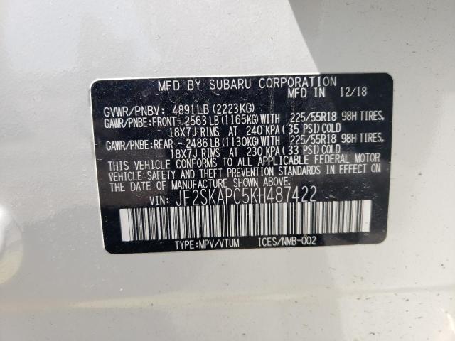 2019 SUBARU FORESTER S - JF2SKAPC5KH487422
