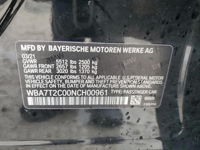 2022 BMW 740 I - WBA7T2C00NCH00961